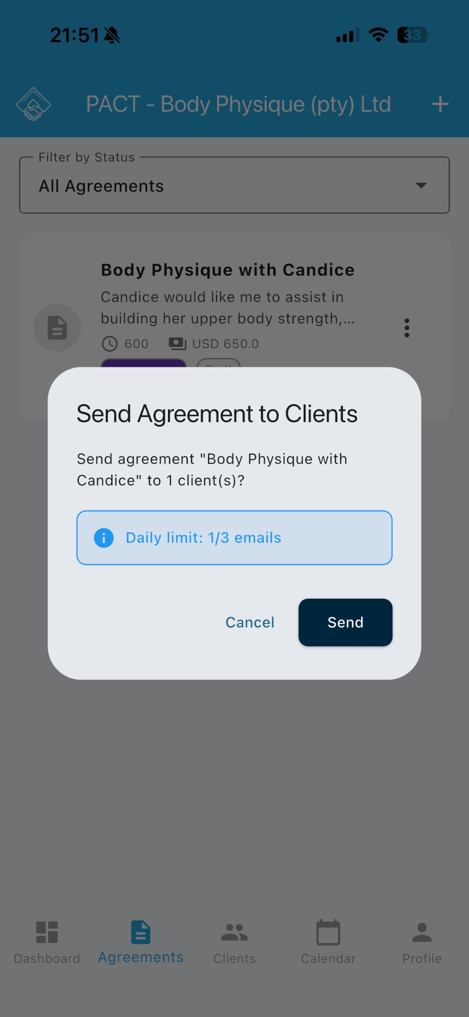 Send Agreement